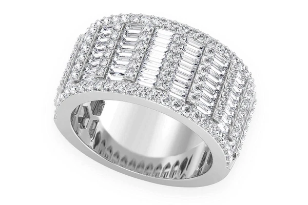 Super Baguette & Round Diamond Band 14k Solid Gold 2.75ctw 