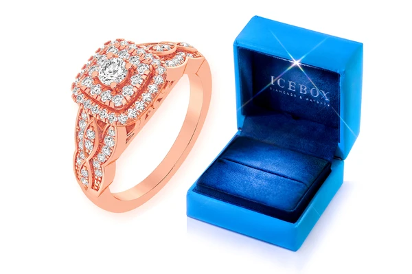 0.50ctw Three Layer Square Halo - Diamond Engagement Ring - All Natural