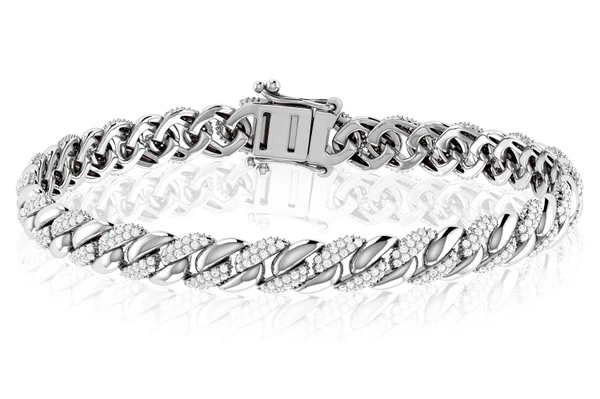 Miami Cuban Half Link Diamond Bracelet 14k Solid Gold 0.85ctw