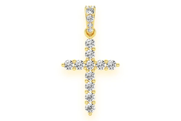 Basket Cross Diamond Pendant 14k Solid Gold 0.40ctw