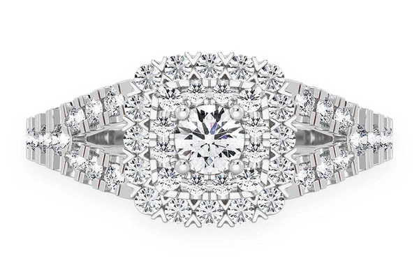 0.75ctw Cushion Double Halo - Diamond Engagement Ring - All Natural