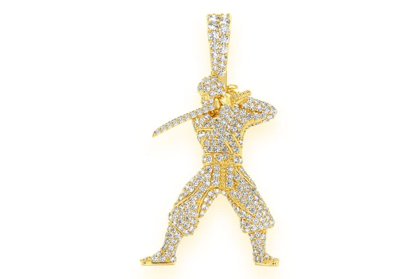 Ninja Full Body Diamond Pendant 14k Solid Gold 2.00ctw