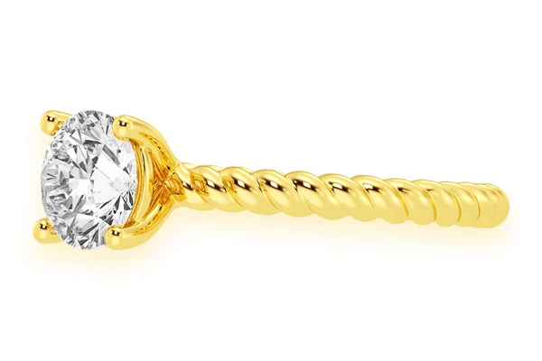 1.00ct Round Twist Band Solitaire Ring 14k - All Natural Vs Diamonds