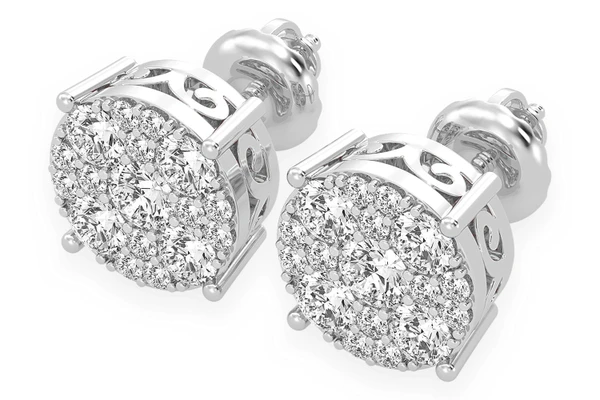 3.00ctw Mosaic Stud Diamond Earrings 14k Solid Gold