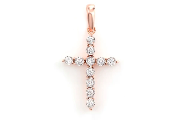 Tiny Diamond Cross 14k Solid Gold 0.05ctw