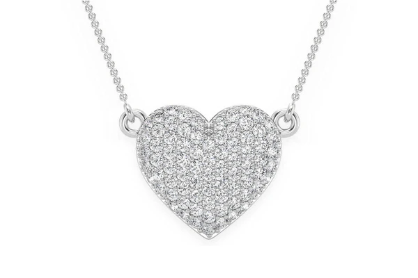 Bubbly Heart Diamond Necklace Connected 14k Solid Gold 0.25ctw