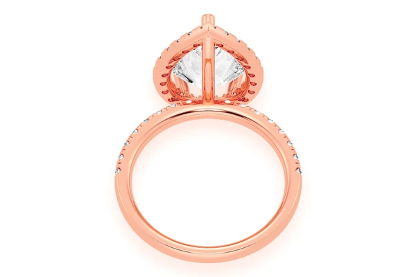 Thav - 3.00ct Pear Solitaire - Scallop Halo One Row - Diamond Engagement Ring - All Natural