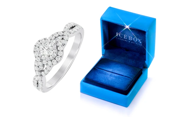 Round Double Halo Twisted Shank - Diamond Engagement Ring - All Natural