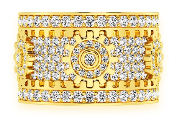 Super Fidget Gear Diamond Ring 14k Solid Gold 5.50ctw