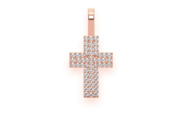 Two Layer Cross Diamond Pendant 14k Solid Gold 0.25ctw