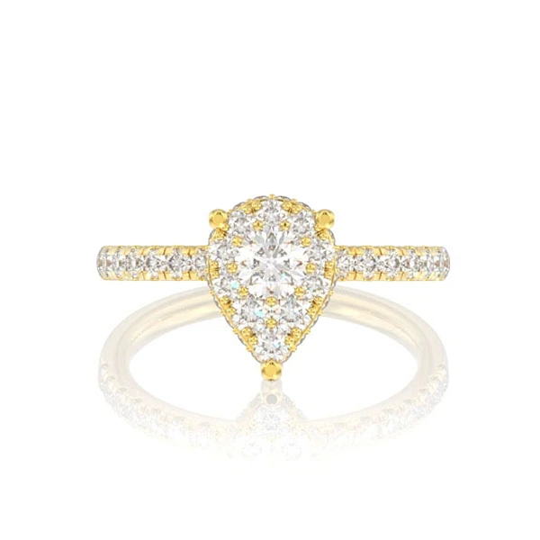 0.75ctw Pear Cluster Diamond Engagement Ring 14k Solid Gold - All Natural