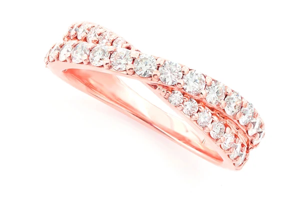 Crossover Diamond Ring 14k Solid Gold 1.00ctw