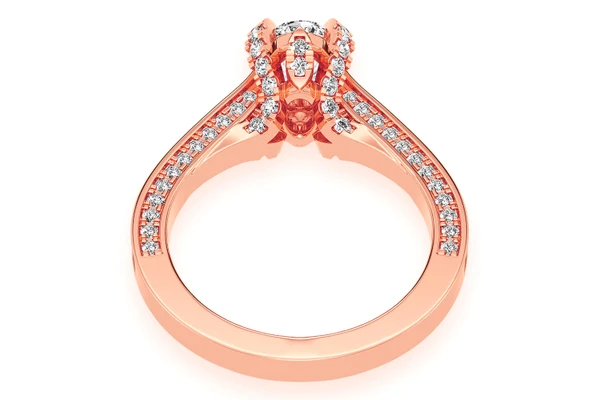Chant - 1.00ct Oval Solitaire - Deluxe One Row Scallop - Diamond Engagement Ring - All Natural Vs Diamonds