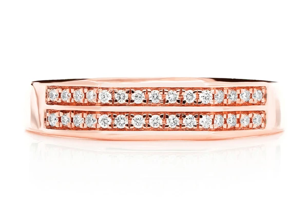 Two Row Channel Set Diamond Band Ring 14k Solid Gold 0.12ctw 