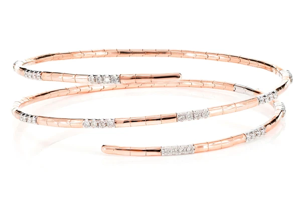 Wrap Flex Diamond Bangle Bracelet 14k Solid Gold 0.60ctw