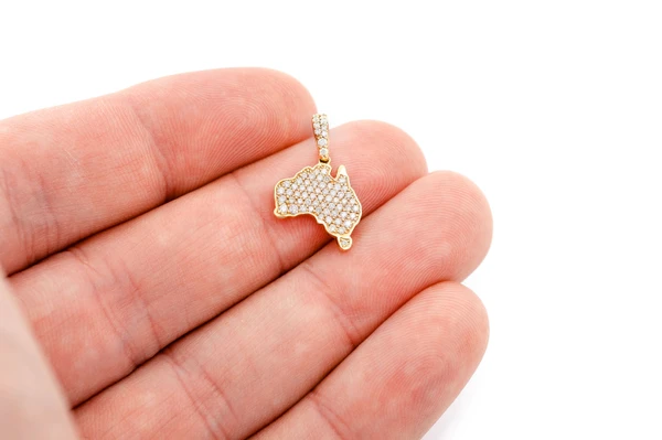 Australia Diamond Pendant 14k Solid Gold 0.35ctw