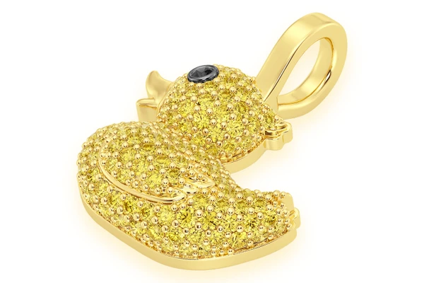 Rubber Ducky Yellow Diamond Pendant 14k Solid Gold 0.40ctw