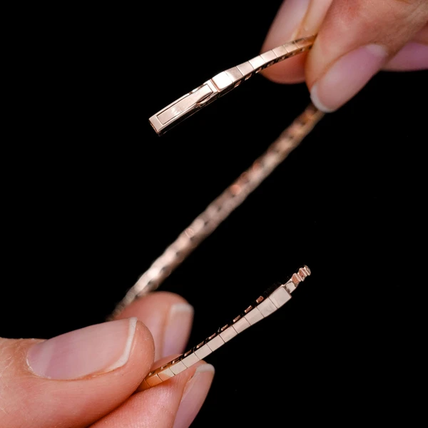 Pointed Square Diamond Flex Bangle Bracelet 14k Solid Gold 0.19ctw