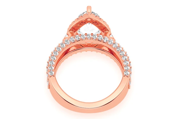 3.00ct Pear Solitaire - Three Row - Diamond Engagement Ring - All Natural