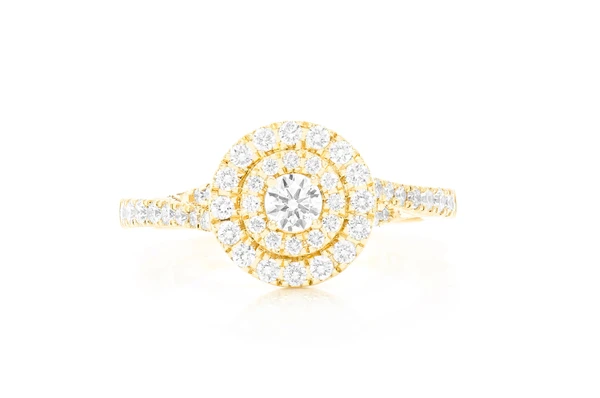 0.75ctw Round Double Halo - Diamond Engagement Ring - All Natural