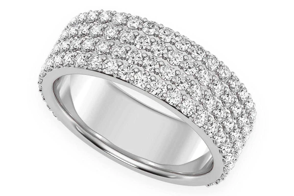  Four Row Round Diamond Band 14k Solid Gold 1.50ctw