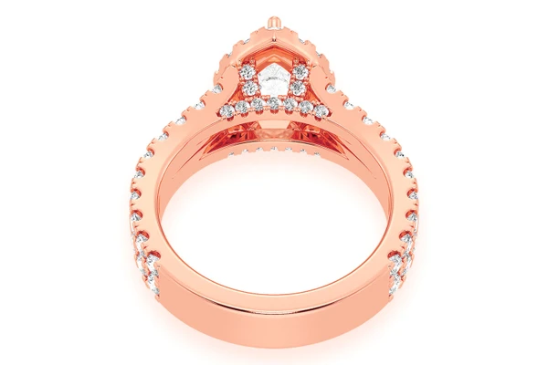 Sphinx - 1.00ct Pear Solitaire - Two Row Split Scallop - Diamond Engagement Ring - All Natural
