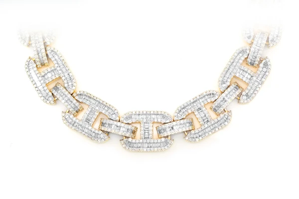 16MM Baguette Mariner Diamond Necklace 14k Solid Gold 33.50ctw 