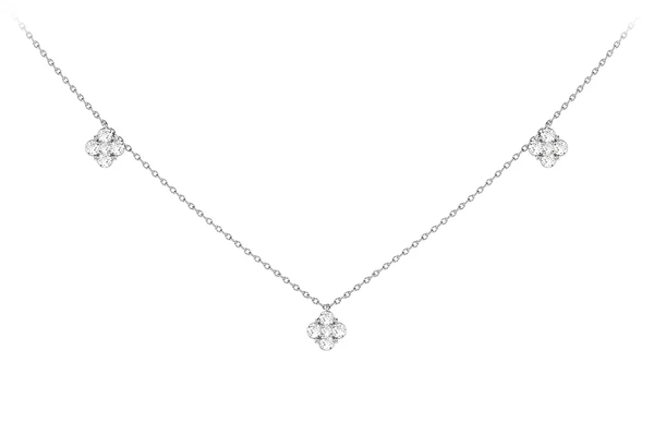 Clover Diamond Station Necklace 14k Solid Gold 0.45ctw
