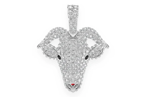 Goat Head Diamond Pendant 14k Solid Gold 2.50ctw