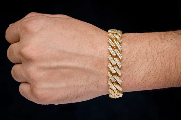 14MM Raised Miami Cuban Diamond Bracelet 14k Solid Gold 11.25ctw