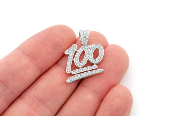 100 Emoji Diamond Pendant 14k Solid Gold 0.75ctw