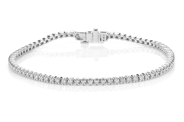 Diamond Crown Set Link Bracelet 14k Solid Gold 1.00ctw