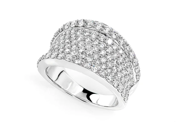 Graduated Border Contour Diamond Band Ring 14k Solid Gold 2.00ctw