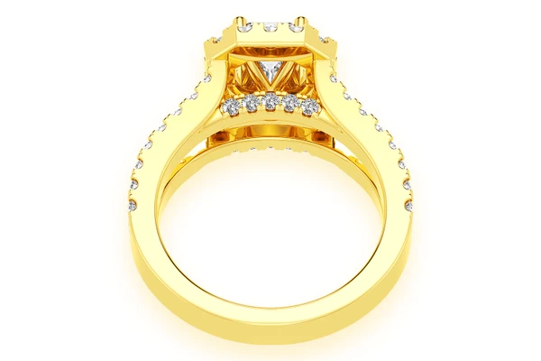 Sphinx - 1.00ct Emerald Solitaire - Halo Split Shank - Diamond Engagement Ring - All Natural Vs Diamonds