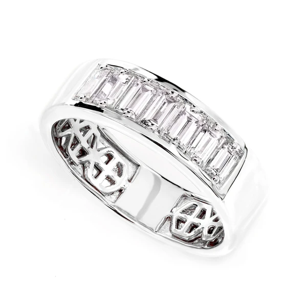 Diamond Baguette Channel Set Band Ring 14k Solid Gold 0.75ctw