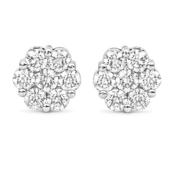 Flower Stud Earrings 14k   4.00ctw