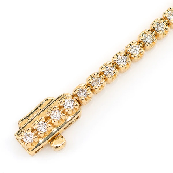 Diamond Crown Set Link Bracelet 14k Solid Gold 1.00ctw