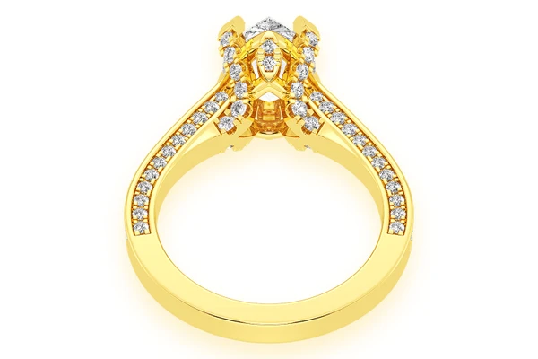 2.00ct Pear Solitaire -deluxe One Row Scallop - Diamond Engagement Ring - All Natural