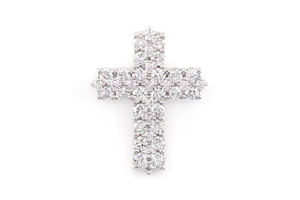 Four Row Diamond Cross Pendant 14k Solid Gold 0.50ctw