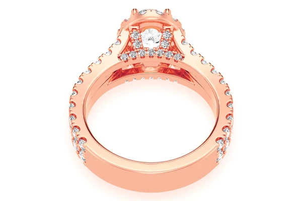 Sphinx - 1.00ct Oval Solitaire - Two Row Split Scallop - Diamond Engagement Ring - All Natural Vs Diamonds