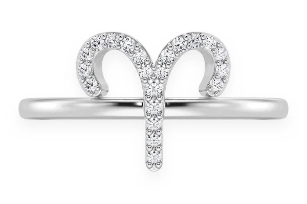 Aries Zodiac Diamond Ring 14k Solid Gold 0.10ctw
