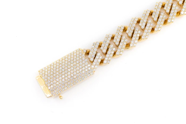 14MM Raised Miami Cuban Diamond Bracelet 14k Solid Gold 11.25ctw