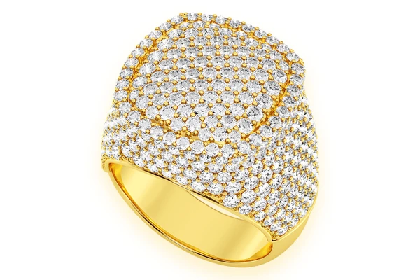 Square Signet Diamond Ring 14k Solid Gold 5.25ctw