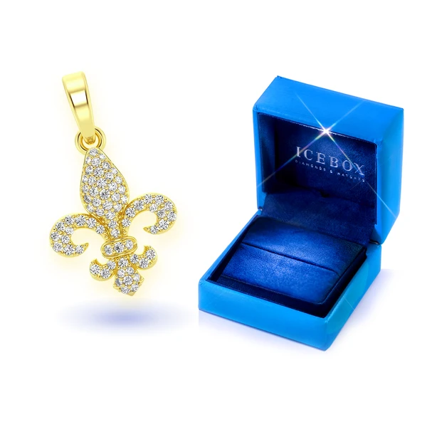Fleur-De-Lis Diamond Pendant 14k Solid Gold 0.25ctw