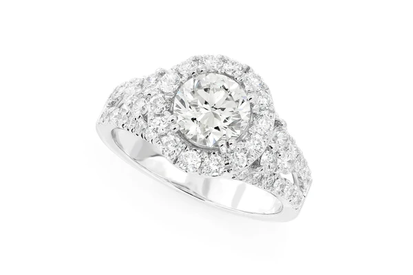 1.25ct Round - Split Shank Halo - Diamond Engagement Ring - All Natural