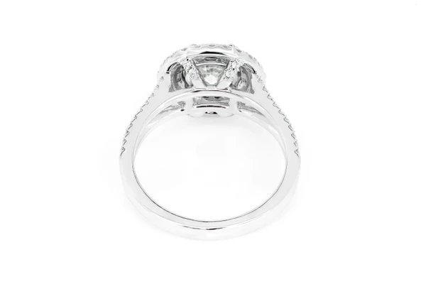 1.00ct Round Solitaire - Split Shank Double Halo - Diamond Engagement Ring - All Natural