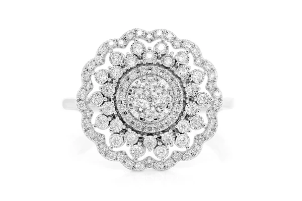 Floral Statement Diamond Ring 14k Solid Gold 0.50ctw