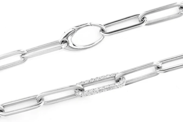 Alternating Elongated Diamond Rolo Link 17.5" Necklace 14k Solid Gold 3.00ctw