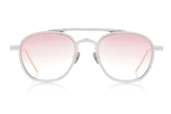 Cartier Glasses Iced Out Diamond Rims - Pink Fade Lens - 5.85ctw