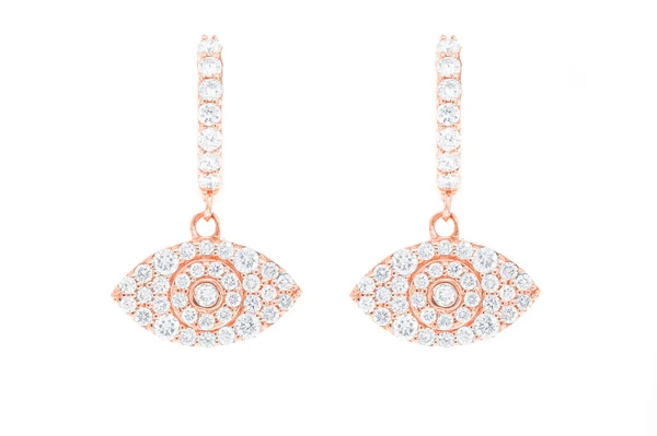 Evil Eye Dangling Hoop Diamond Earrings 14k Solid Gold 0.50ctw